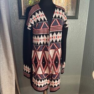 Geometric Patterned duster sweater